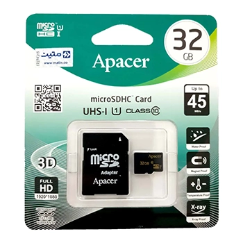کارت حافظه microSDHC اپیسر کلاس 10 استاندارد UHS-I U1 سرعت 45MBps همراه با آداپتور SD ظرفیت 32 گیگابایت